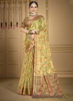 Organza Green Festival Wear Weaving Saree